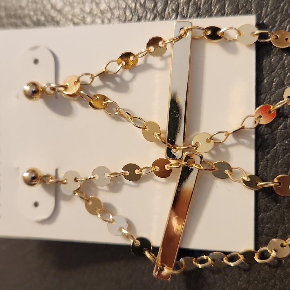 Gold button earrings